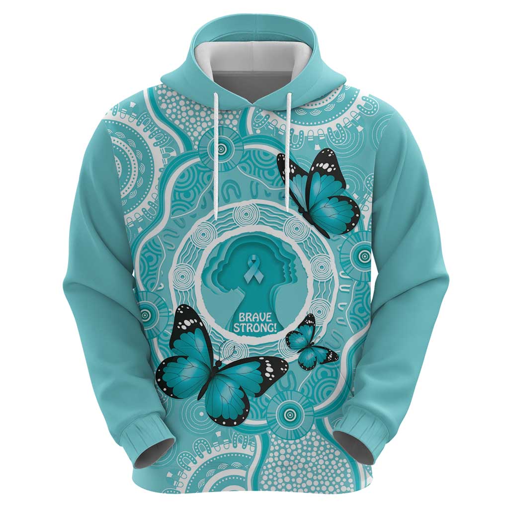 Australia Cervical Cancer Awareness Month Hoodie Brave Strong Butterfly Aboriginal Art - Vibe Hoodie Shop