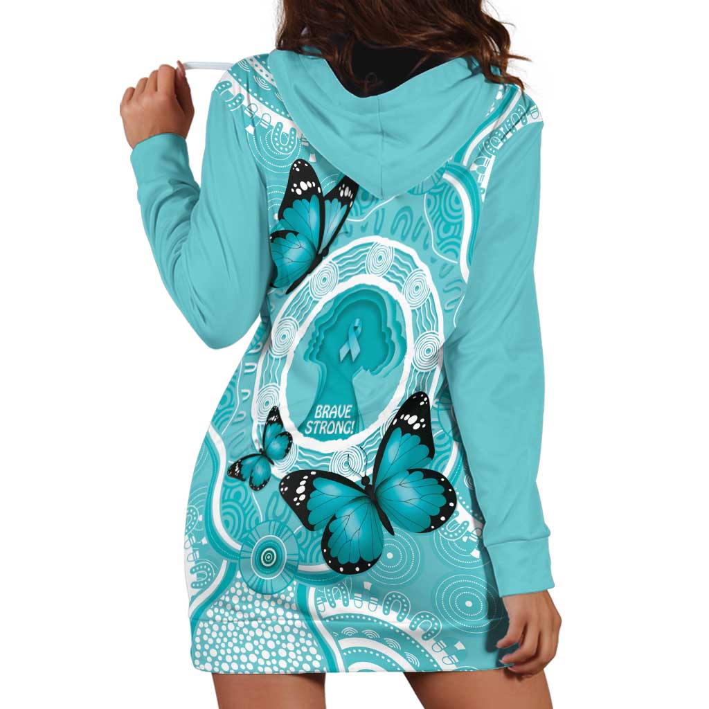 Australia Cervical Cancer Awareness Month Hoodie Dress Brave Strong Butterfly Aboriginal Art - Vibe Hoodie Shop