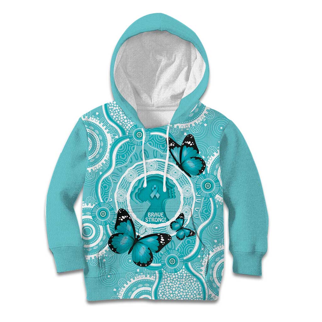 Australia Cervical Cancer Awareness Month Kid Hoodie Brave Strong Butterfly Aboriginal Art - Vibe Hoodie Shop