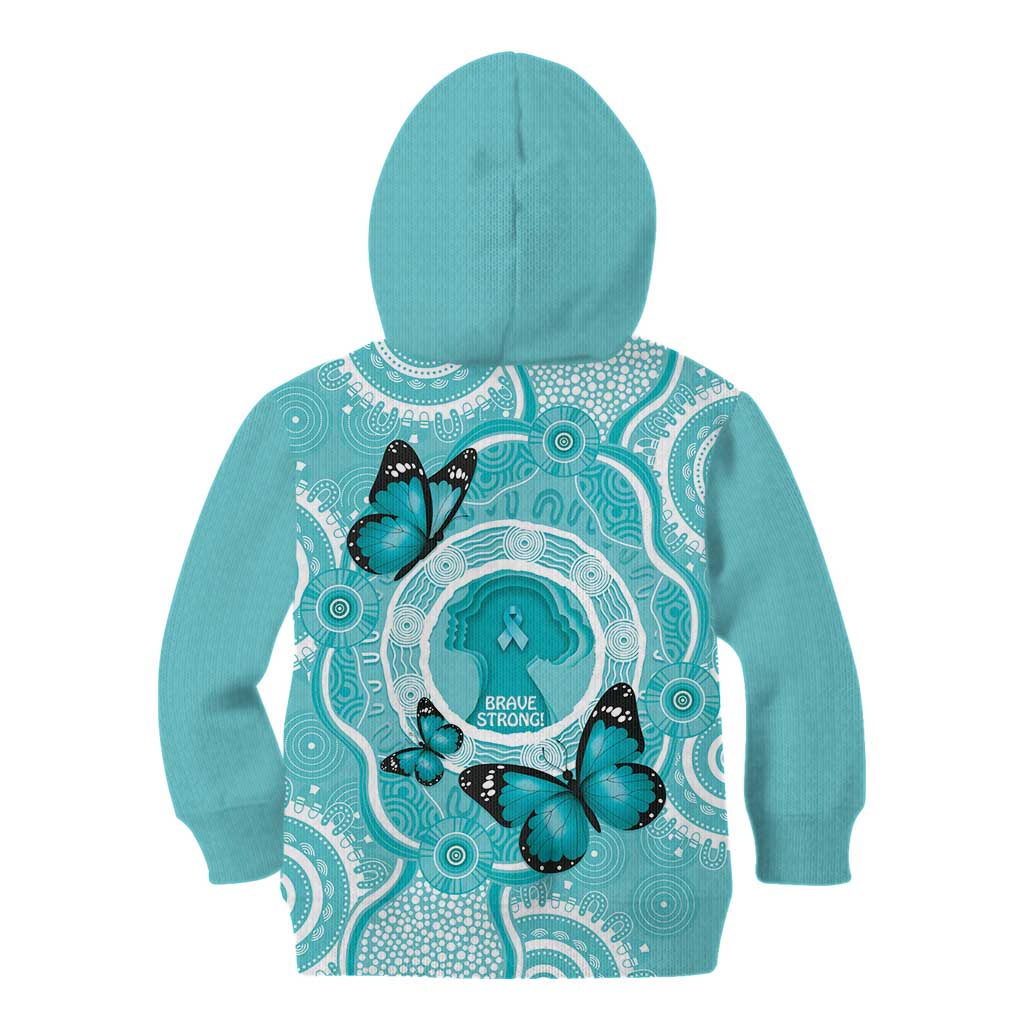 Australia Cervical Cancer Awareness Month Kid Hoodie Brave Strong Butterfly Aboriginal Art - Vibe Hoodie Shop