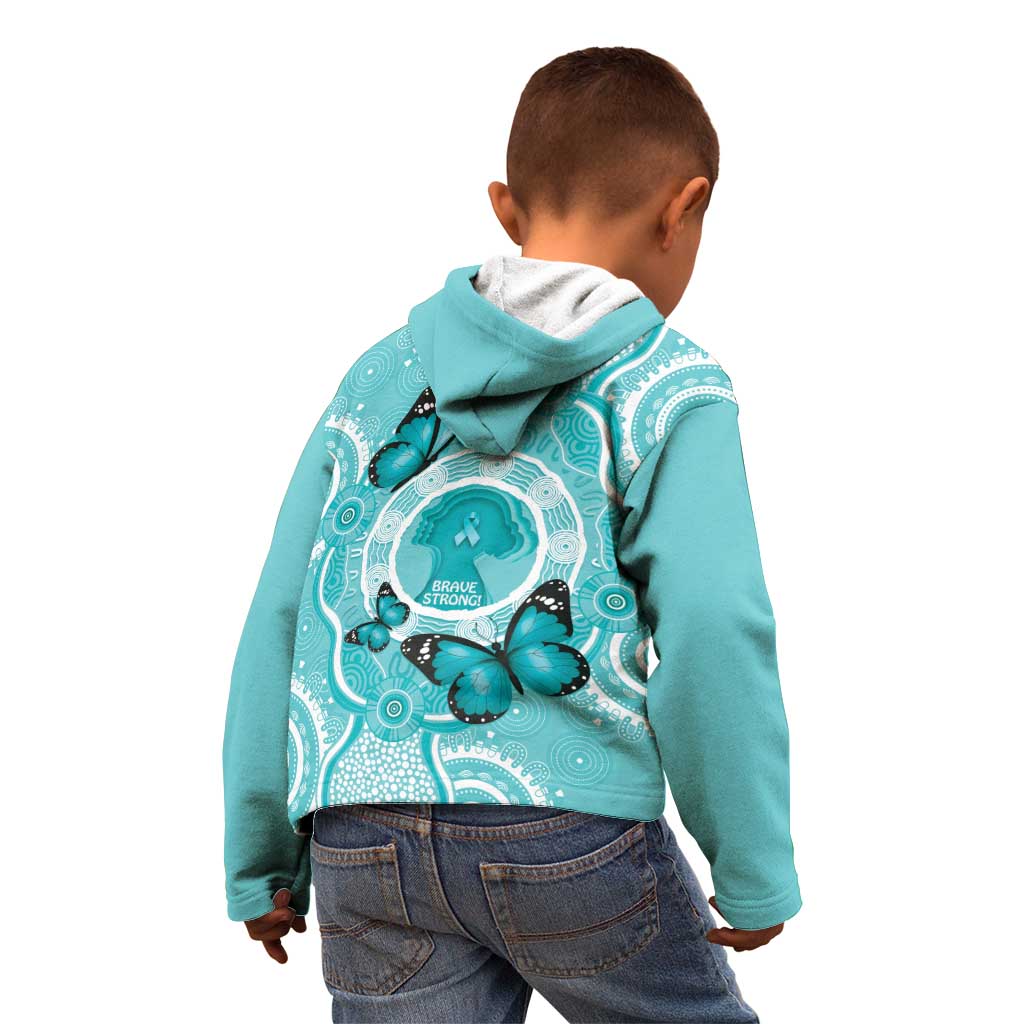 Australia Cervical Cancer Awareness Month Kid Hoodie Brave Strong Butterfly Aboriginal Art - Vibe Hoodie Shop