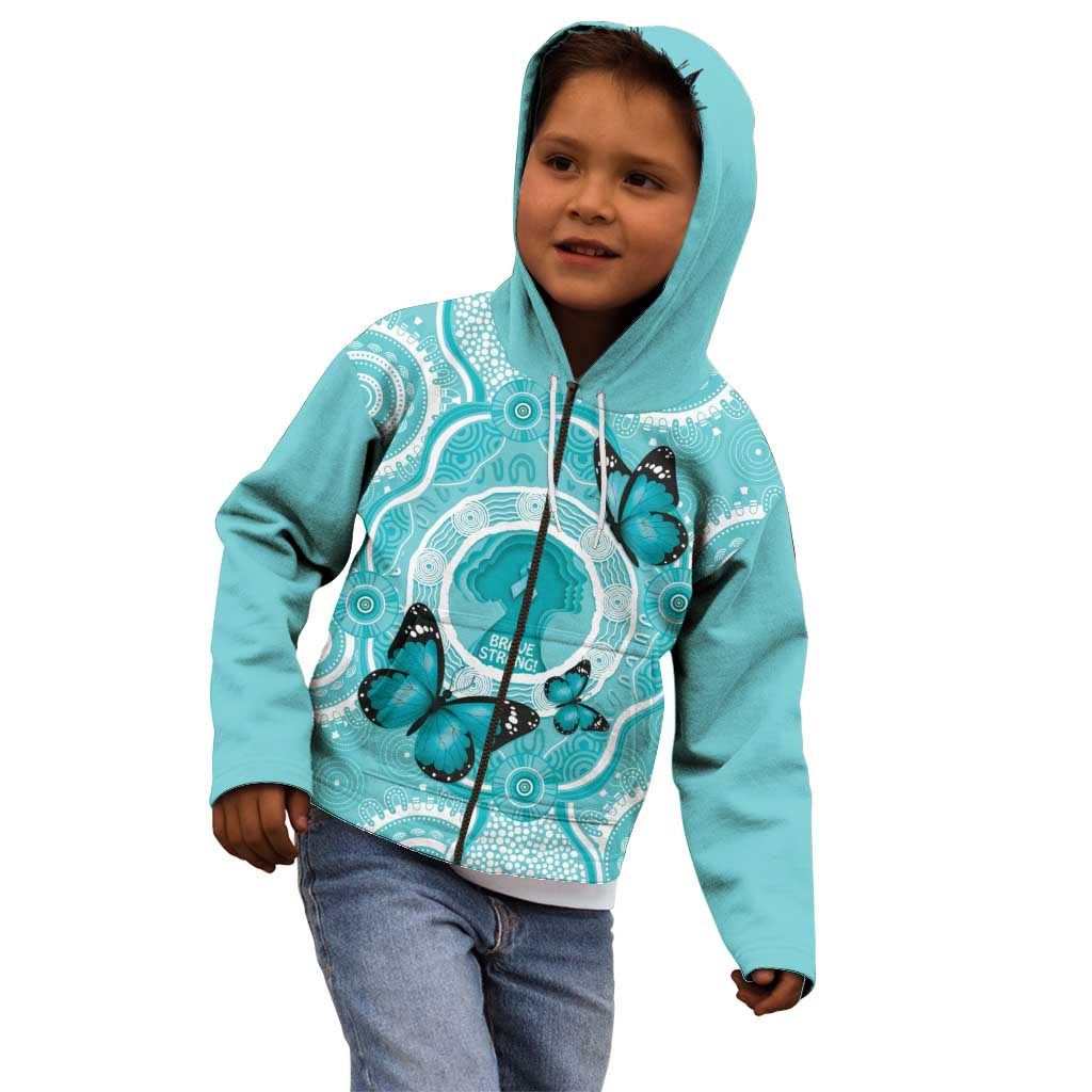Australia Cervical Cancer Awareness Month Kid Hoodie Brave Strong Butterfly Aboriginal Art - Vibe Hoodie Shop