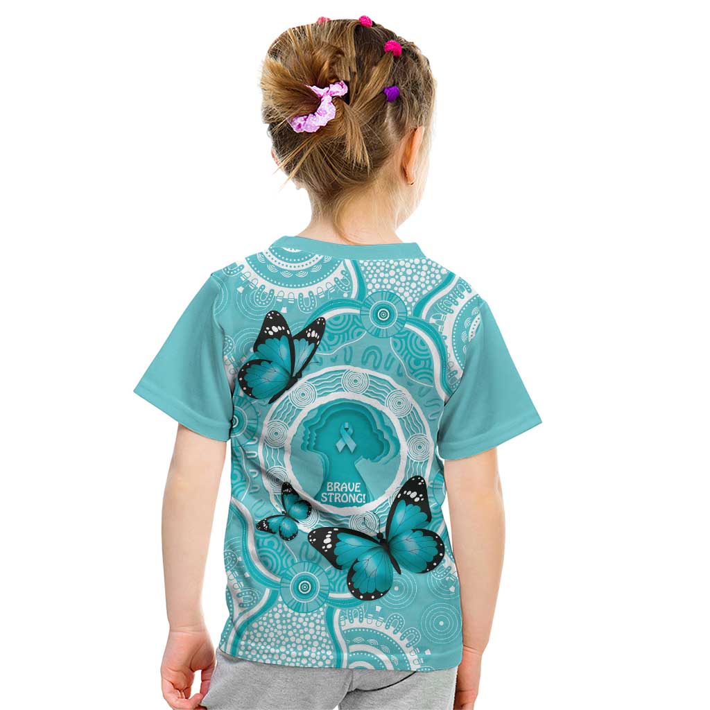 Australia Cervical Cancer Awareness Month Kid T Shirt Brave Strong Butterfly Aboriginal Art - Vibe Hoodie Shop