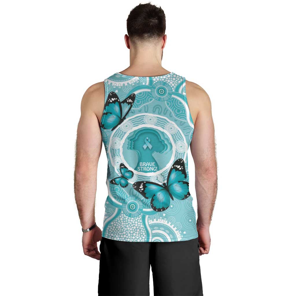 Australia Cervical Cancer Awareness Month Men Tank Top Brave Strong Butterfly Aboriginal Art - Vibe Hoodie Shop