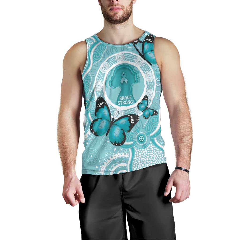 Australia Cervical Cancer Awareness Month Men Tank Top Brave Strong Butterfly Aboriginal Art - Vibe Hoodie Shop