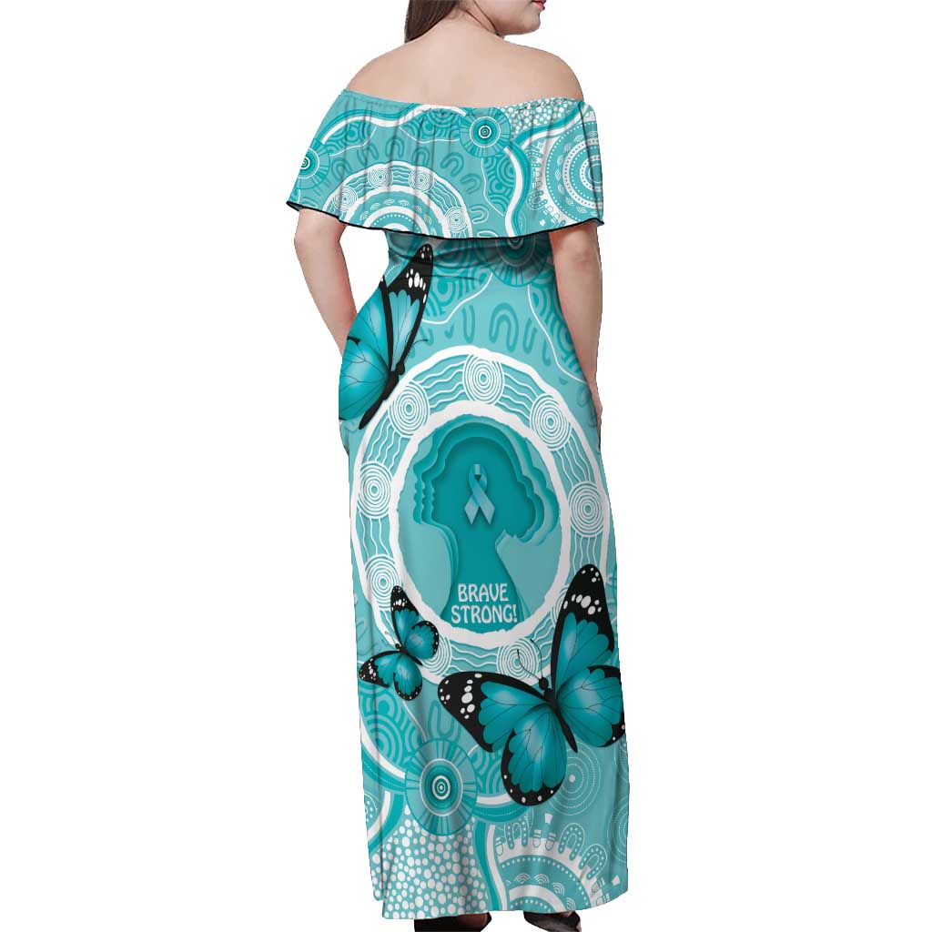 Australia Cervical Cancer Awareness Month Off Shoulder Maxi Dress Brave Strong Butterfly Aboriginal Art