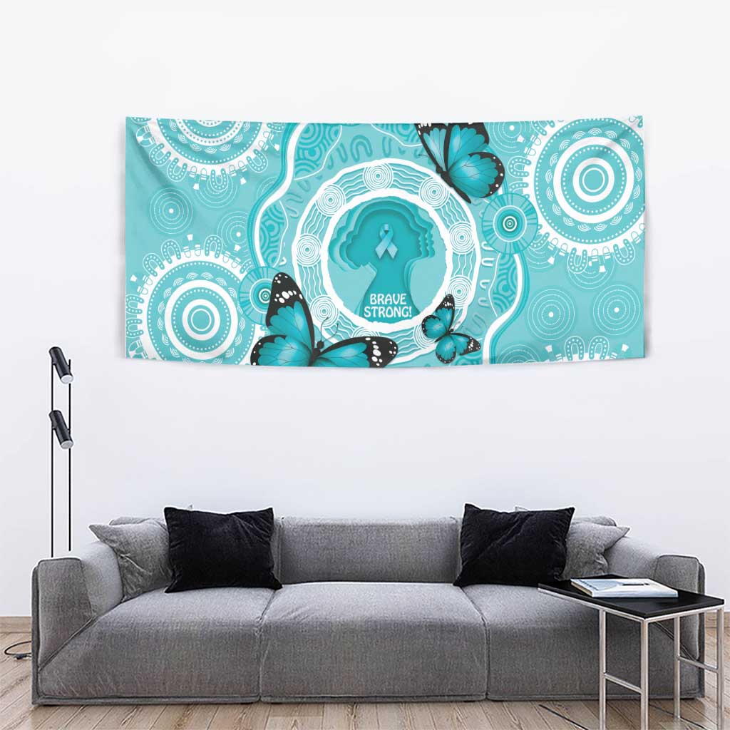 Australia Cervical Cancer Awareness Month Tapestry Brave Strong Butterfly Aboriginal Art - Vibe Hoodie Shop