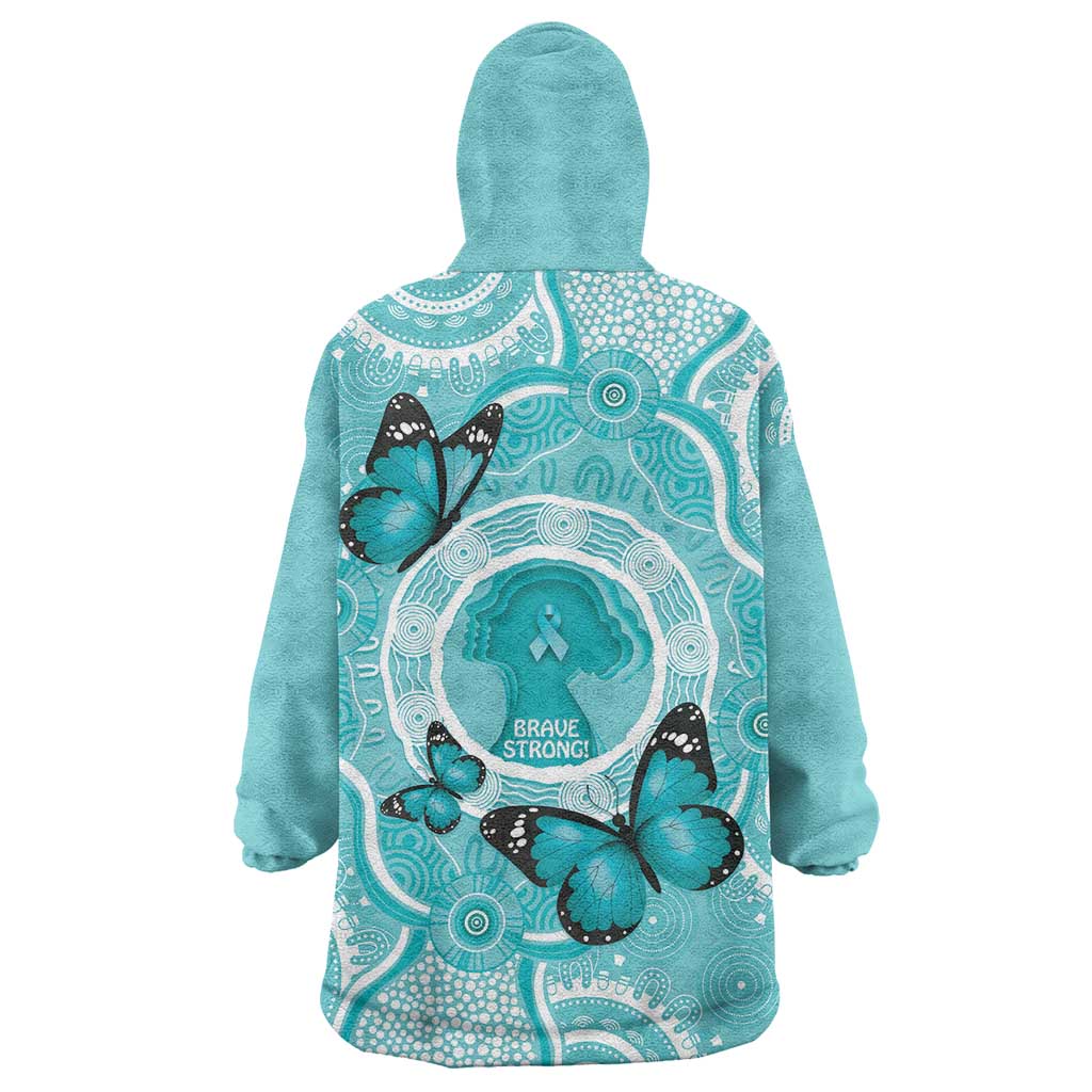 Australia Cervical Cancer Awareness Month Wearable Blanket Hoodie Brave Strong Butterfly Aboriginal Art - Vibe Hoodie Shop