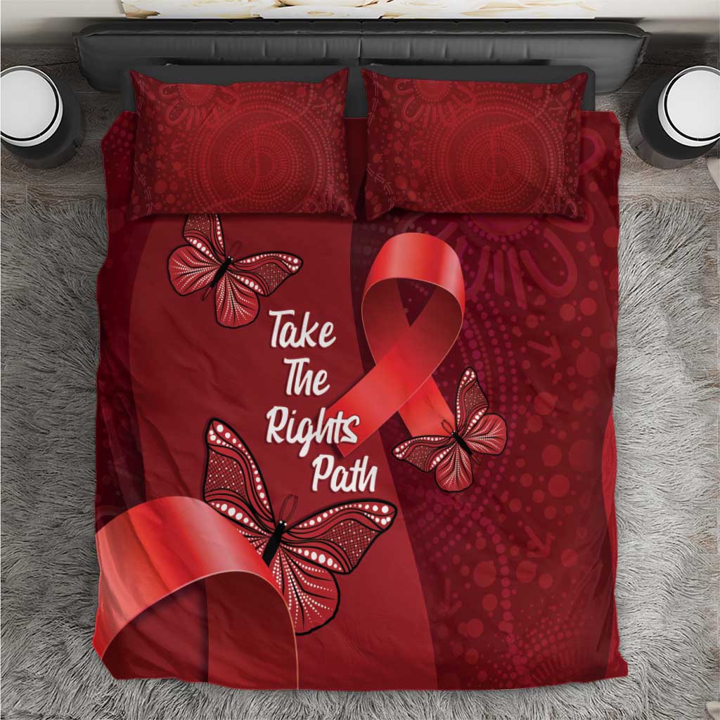 Australia AIDS Awareness Month Bedding Set Take The Rights Path Aboriginal Art - Vibe Hoodie Shop