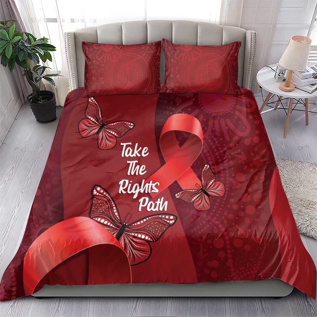 Australia AIDS Awareness Month Bedding Set Take The Rights Path Aboriginal Art - Vibe Hoodie Shop