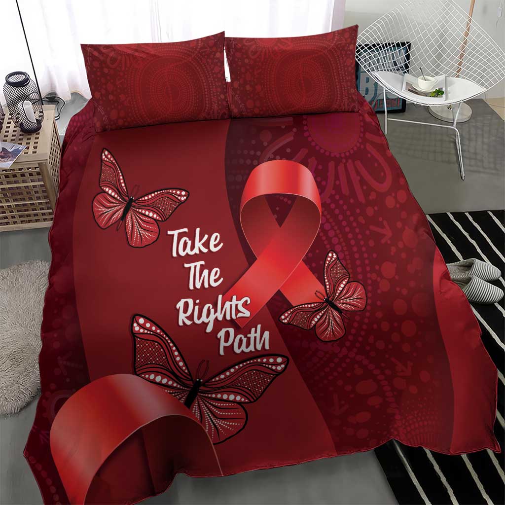 Australia AIDS Awareness Month Bedding Set Take The Rights Path Aboriginal Art - Vibe Hoodie Shop