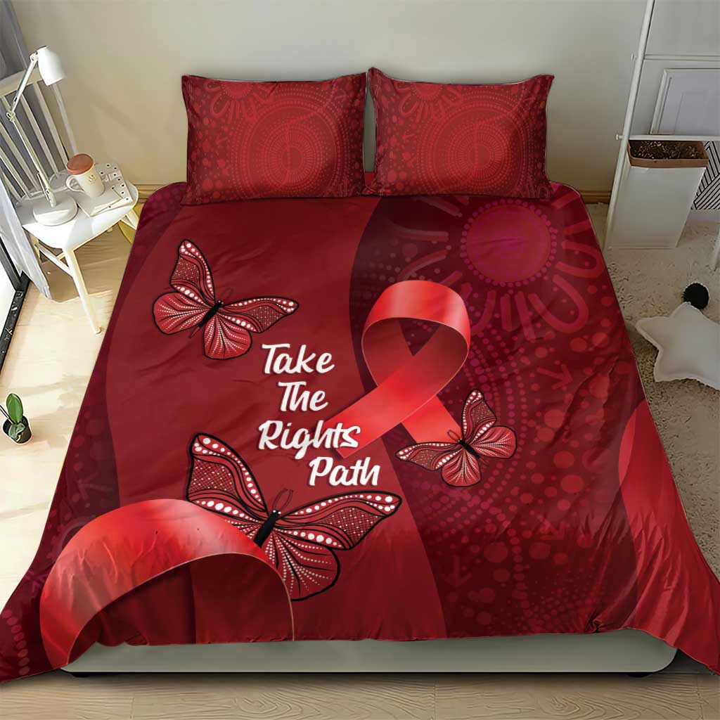 Australia AIDS Awareness Month Bedding Set Take The Rights Path Aboriginal Art - Vibe Hoodie Shop
