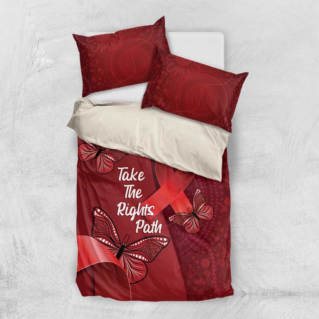 Australia AIDS Awareness Month Bedding Set Take The Rights Path Aboriginal Art - Vibe Hoodie Shop