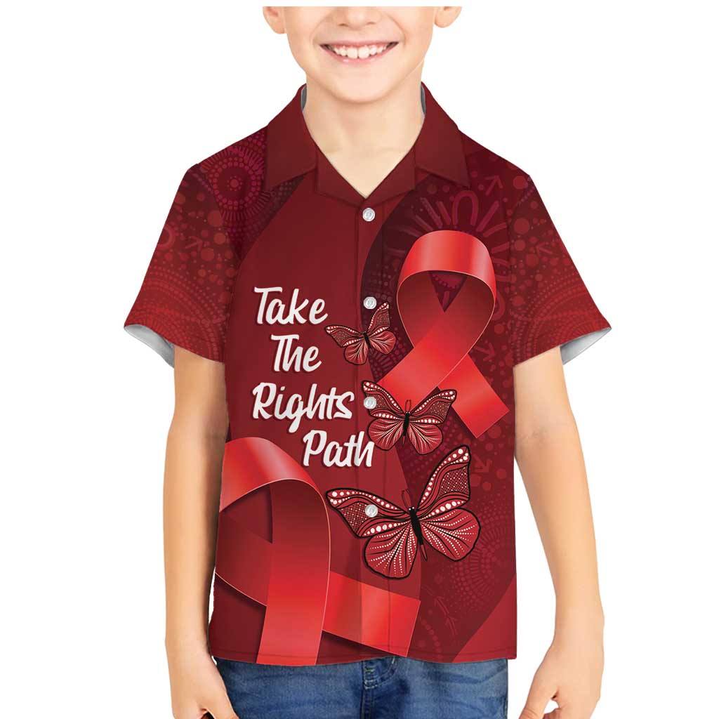 Australia AIDS Awareness Month Family Matching Mermaid Dress and Hawaiian Shirt Take The Rights Path Aboriginal Art