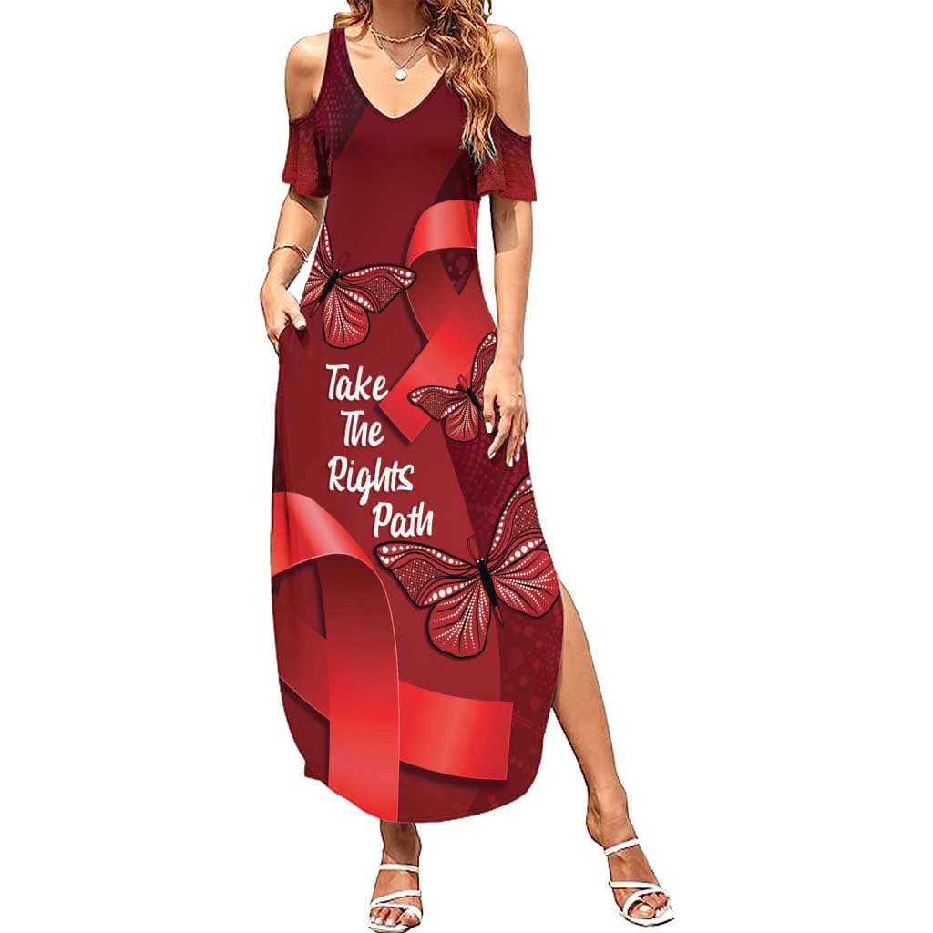 Australia AIDS Awareness Month Family Matching Summer Maxi Dress and Hawaiian Shirt Take The Rights Path Aboriginal Art