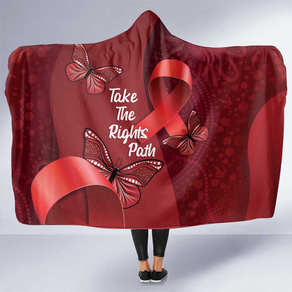 Australia AIDS Awareness Month Hooded Blanket Take The Rights Path Aboriginal Art