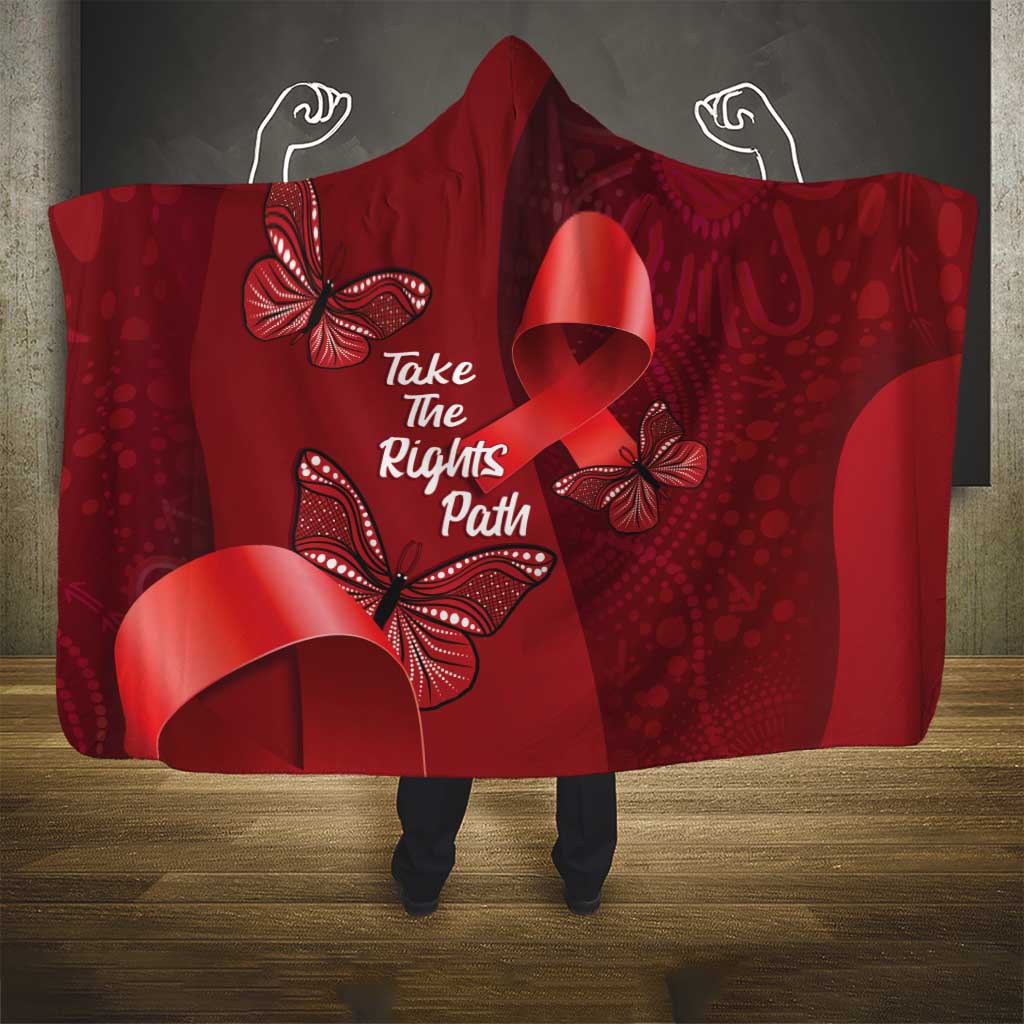 Australia AIDS Awareness Month Hooded Blanket Take The Rights Path Aboriginal Art