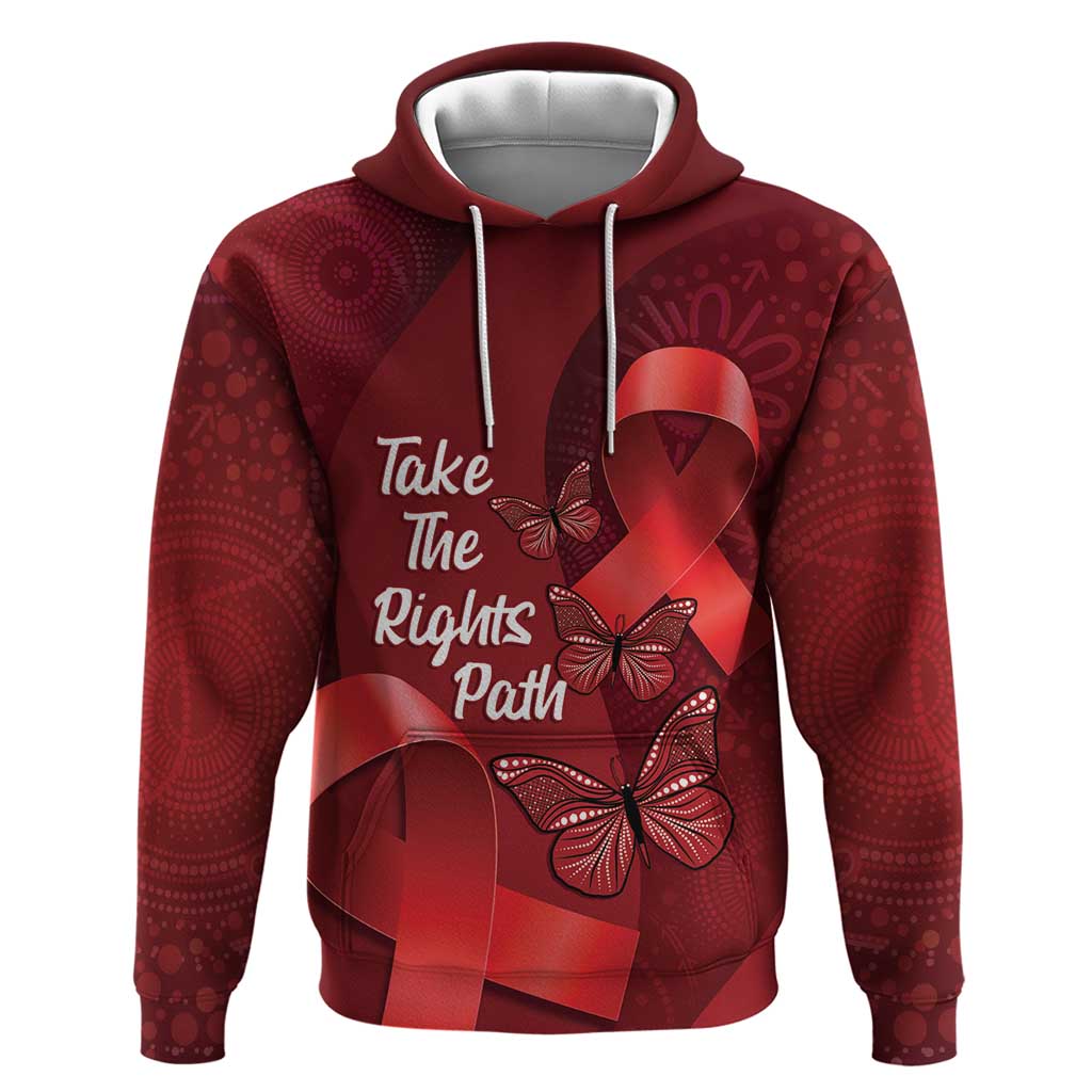 Australia AIDS Awareness Month Hoodie Take The Rights Path Aboriginal Art - Vibe Hoodie Shop