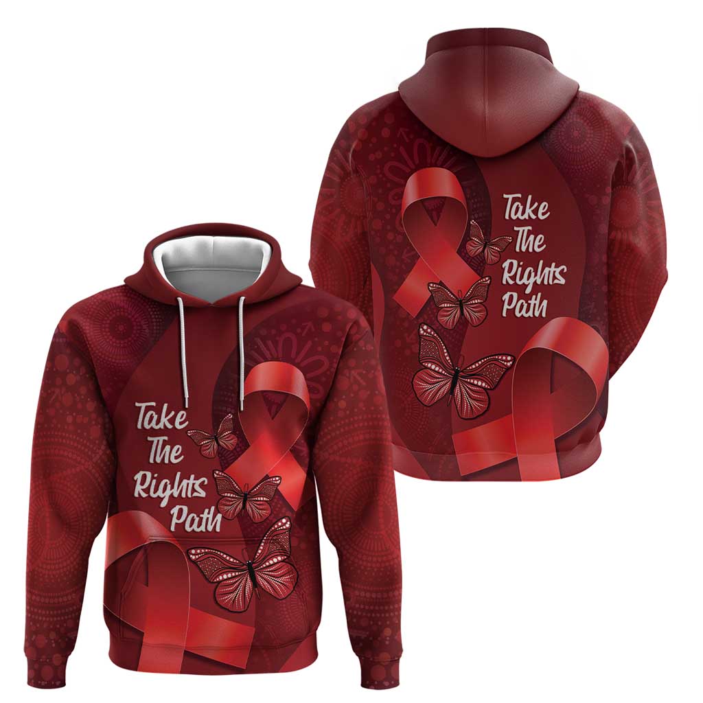 Australia AIDS Awareness Month Hoodie Take The Rights Path Aboriginal Art - Vibe Hoodie Shop
