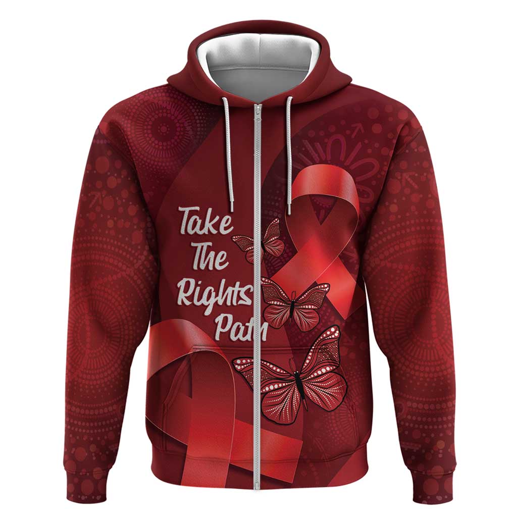 Australia AIDS Awareness Month Hoodie Take The Rights Path Aboriginal Art - Vibe Hoodie Shop