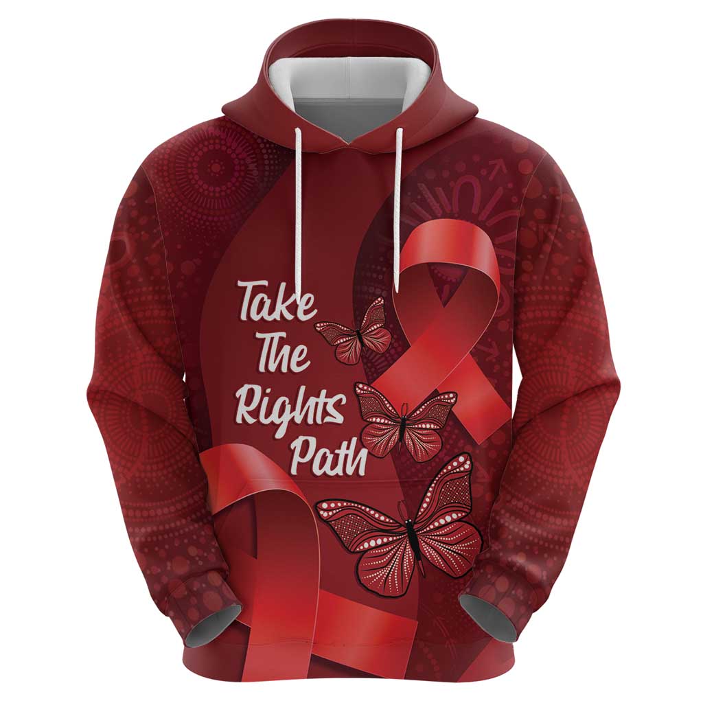 Australia AIDS Awareness Month Hoodie Take The Rights Path Aboriginal Art - Vibe Hoodie Shop