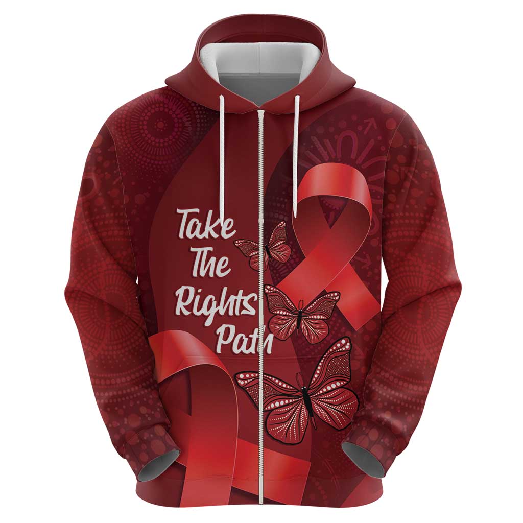 Australia AIDS Awareness Month Hoodie Take The Rights Path Aboriginal Art - Vibe Hoodie Shop