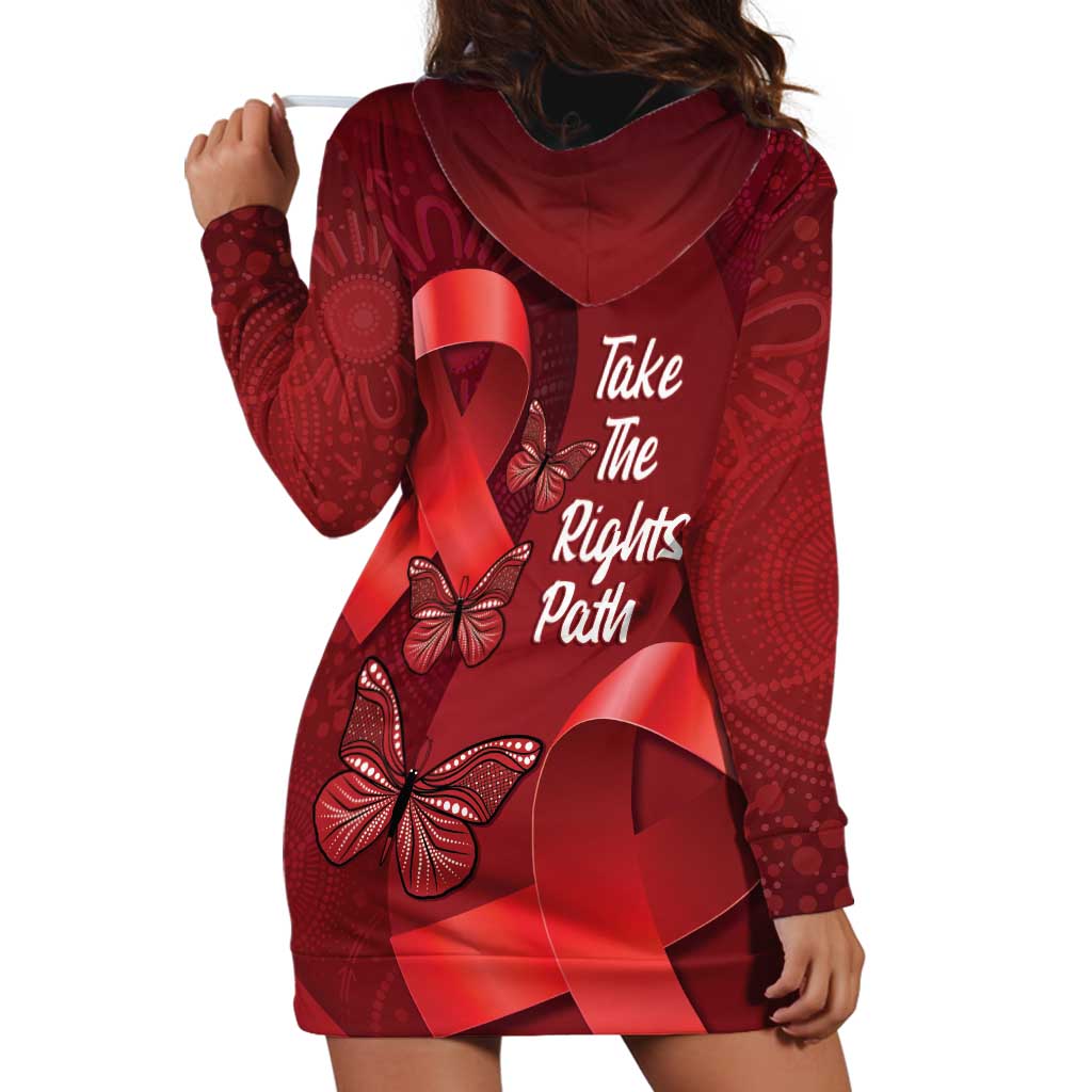 Australia AIDS Awareness Month Hoodie Dress Take The Rights Path Aboriginal Art - Vibe Hoodie Shop