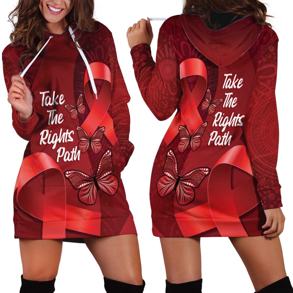 Australia AIDS Awareness Month Hoodie Dress Take The Rights Path Aboriginal Art - Vibe Hoodie Shop