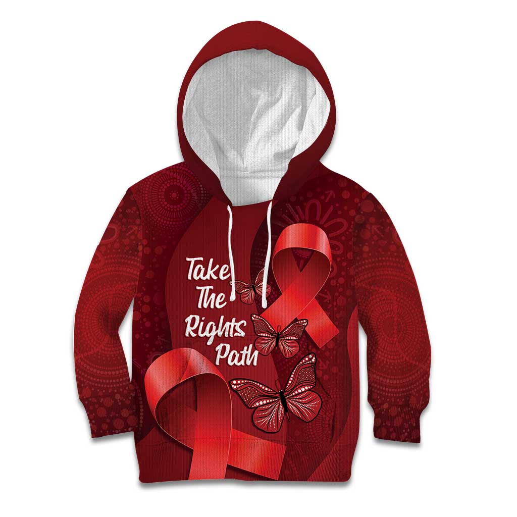 Australia AIDS Awareness Month Kid Hoodie Take The Rights Path Aboriginal Art - Vibe Hoodie Shop
