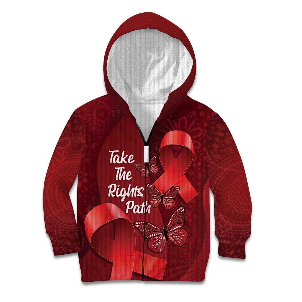 Australia AIDS Awareness Month Kid Hoodie Take The Rights Path Aboriginal Art - Vibe Hoodie Shop