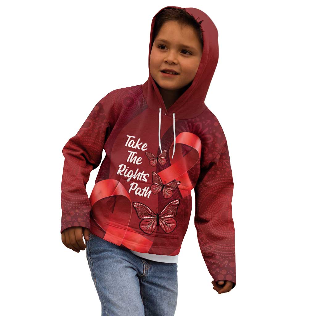Australia AIDS Awareness Month Kid Hoodie Take The Rights Path Aboriginal Art - Vibe Hoodie Shop