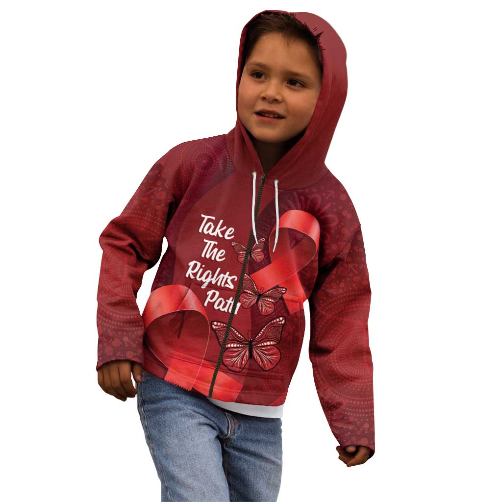 Australia AIDS Awareness Month Kid Hoodie Take The Rights Path Aboriginal Art - Vibe Hoodie Shop