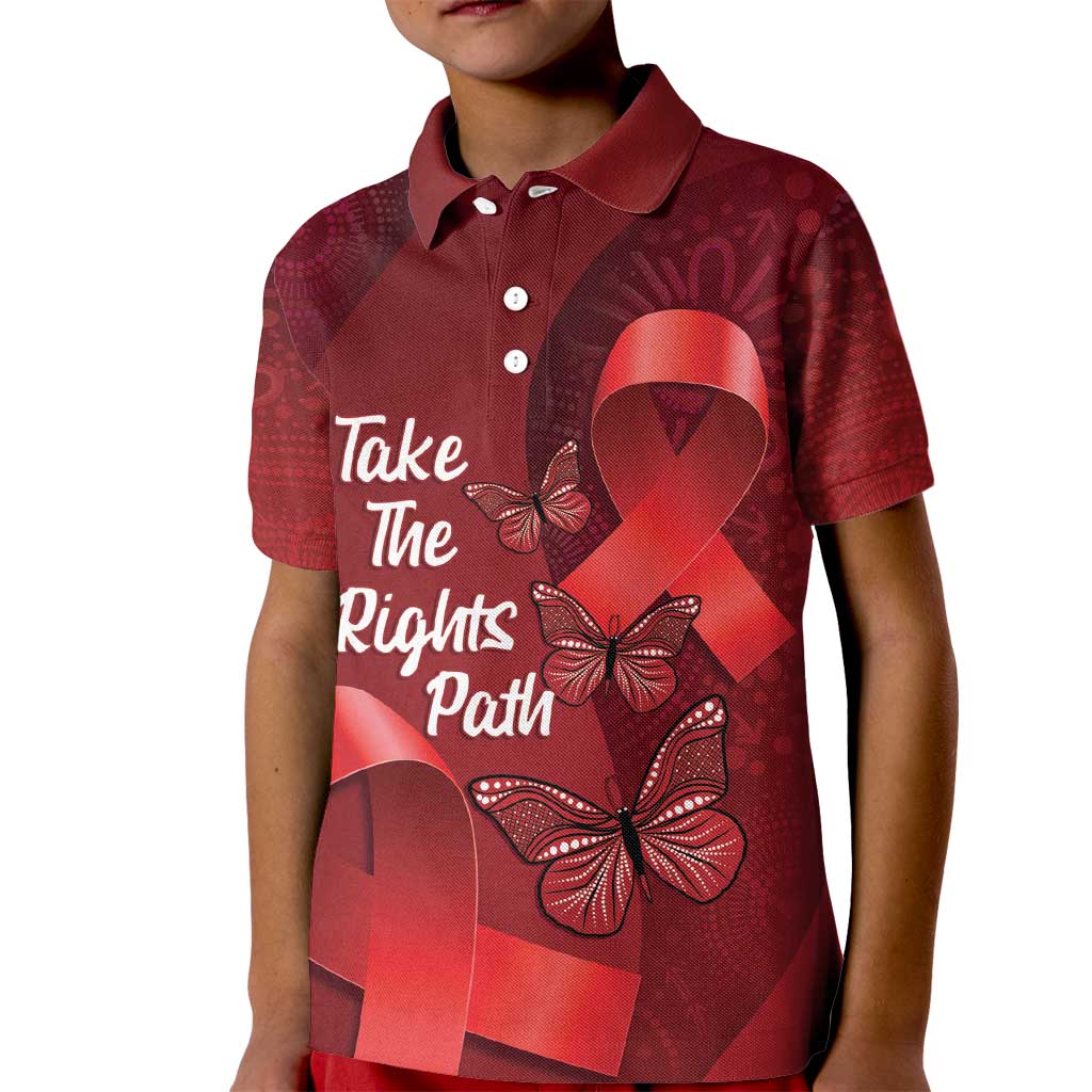 Australia AIDS Awareness Month Kid Polo Shirt Take The Rights Path Aboriginal Art - Vibe Hoodie Shop