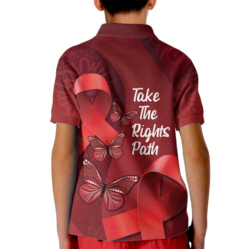 Australia AIDS Awareness Month Kid Polo Shirt Take The Rights Path Aboriginal Art - Vibe Hoodie Shop