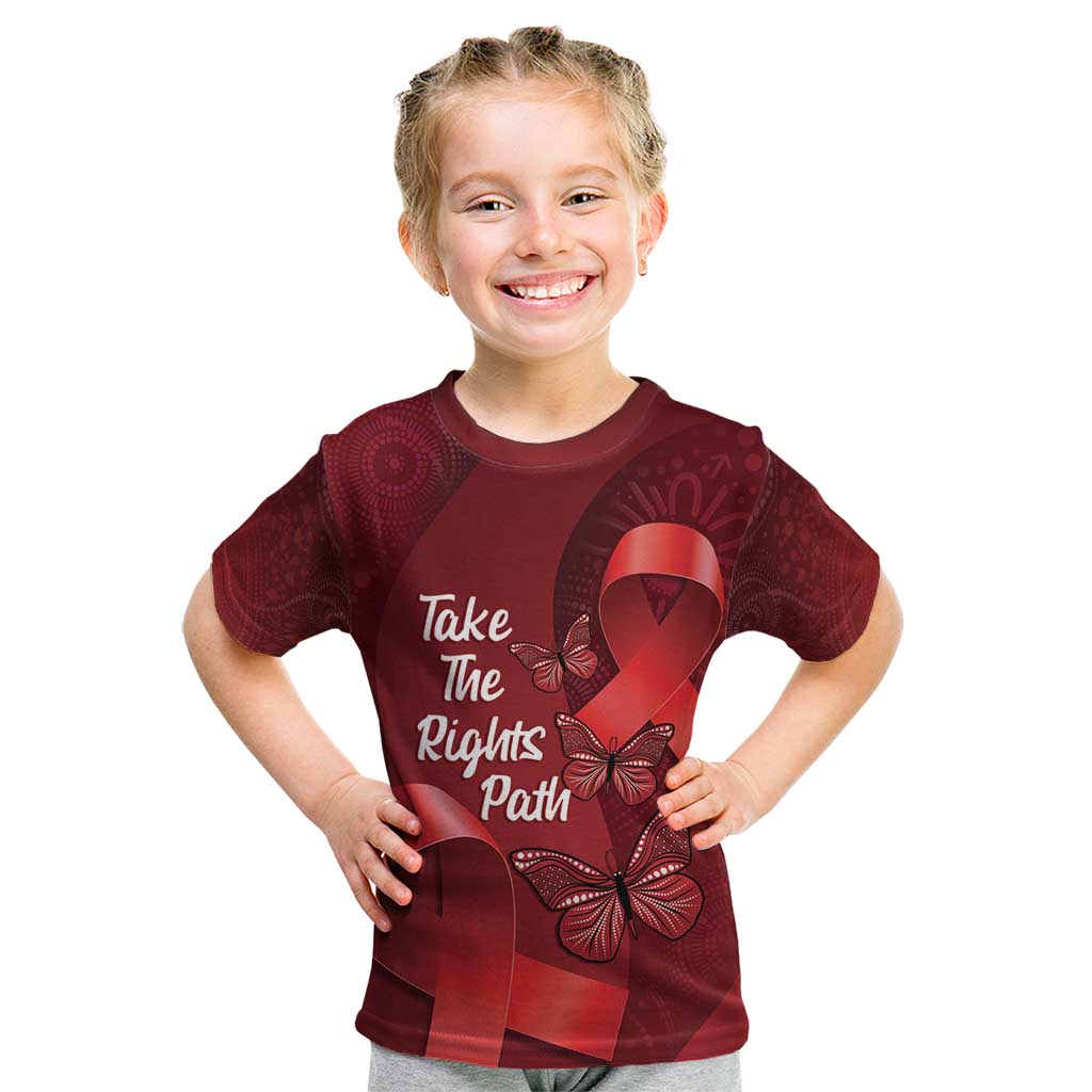 Australia AIDS Awareness Month Kid T Shirt Take The Rights Path Aboriginal Art - Vibe Hoodie Shop