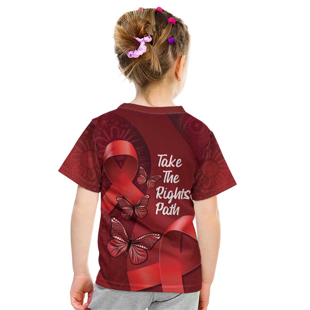 Australia AIDS Awareness Month Kid T Shirt Take The Rights Path Aboriginal Art - Vibe Hoodie Shop