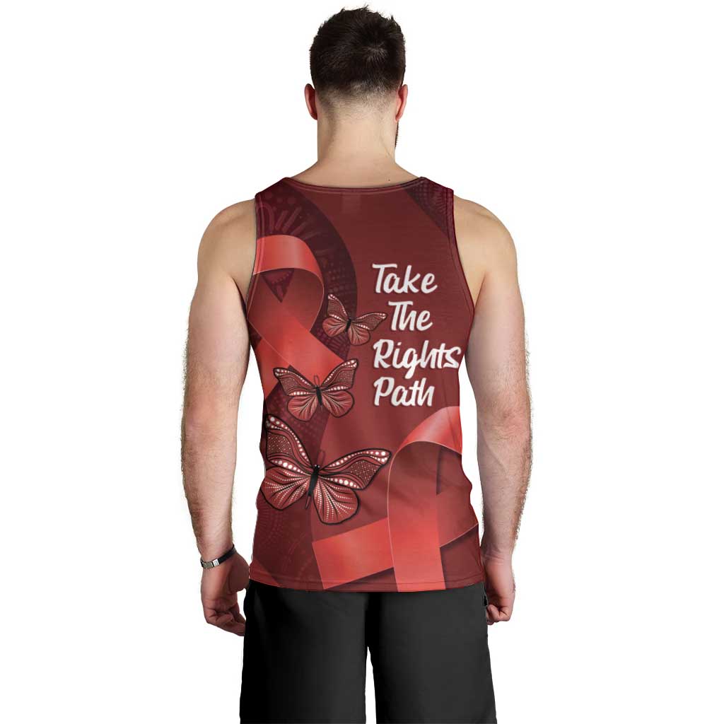 Australia AIDS Awareness Month Men Tank Top Take The Rights Path Aboriginal Art - Vibe Hoodie Shop