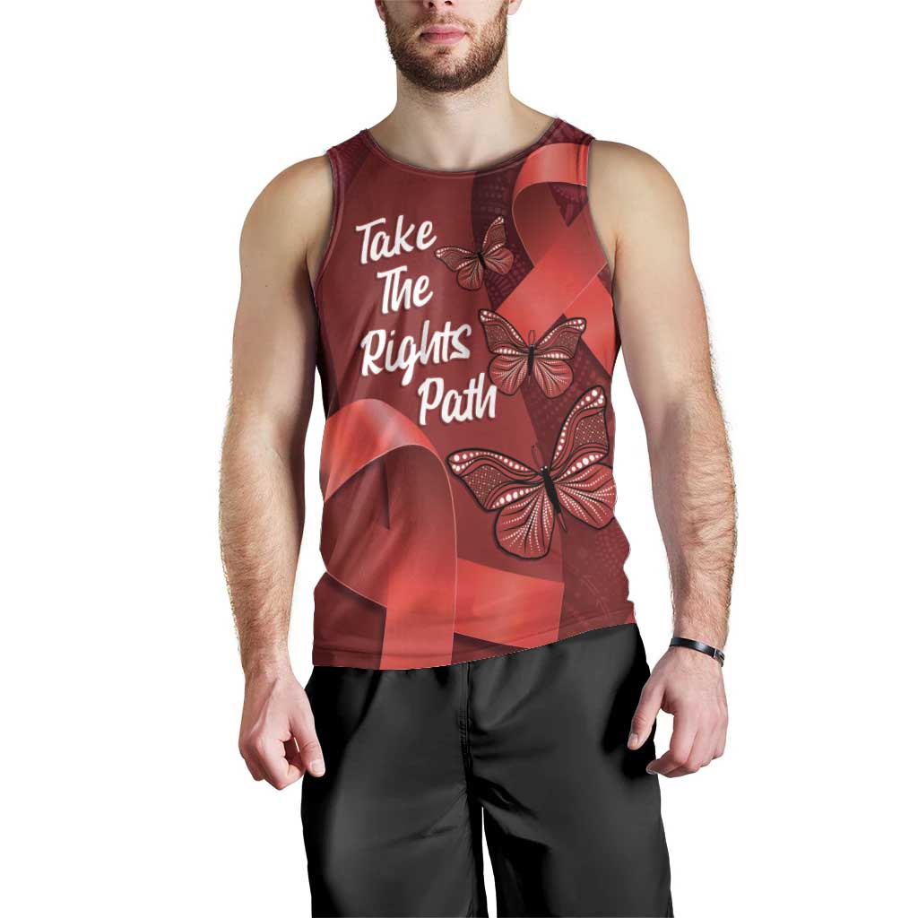 Australia AIDS Awareness Month Men Tank Top Take The Rights Path Aboriginal Art - Vibe Hoodie Shop