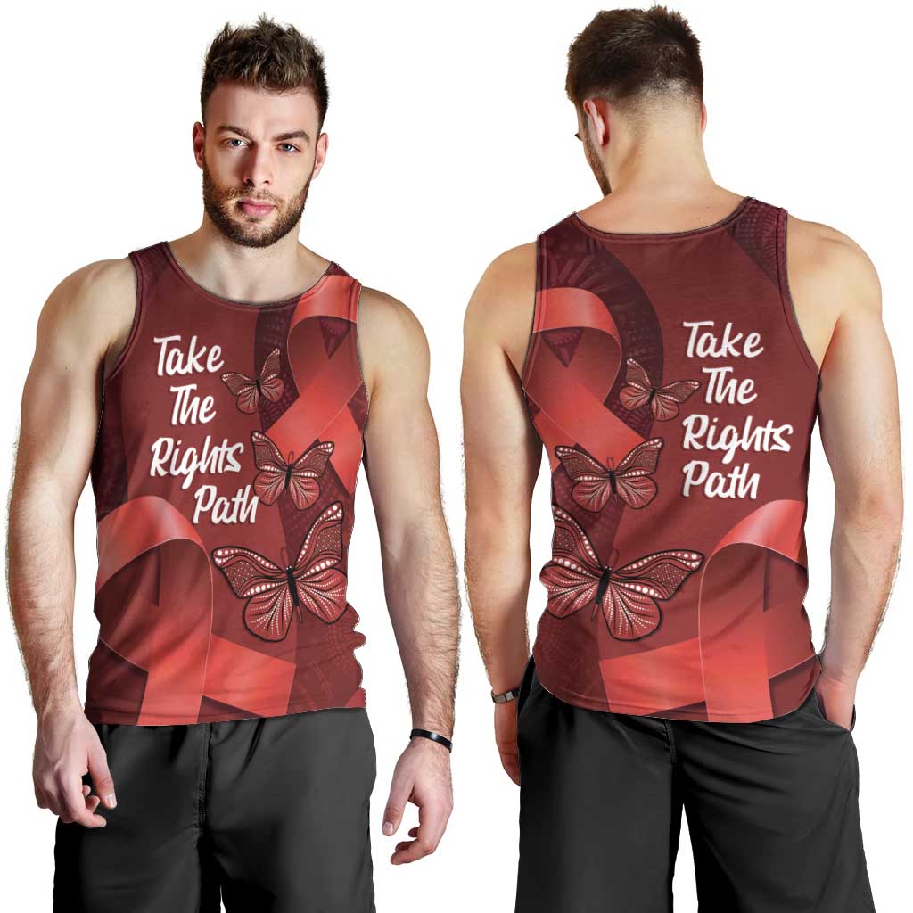 Australia AIDS Awareness Month Men Tank Top Take The Rights Path Aboriginal Art - Vibe Hoodie Shop