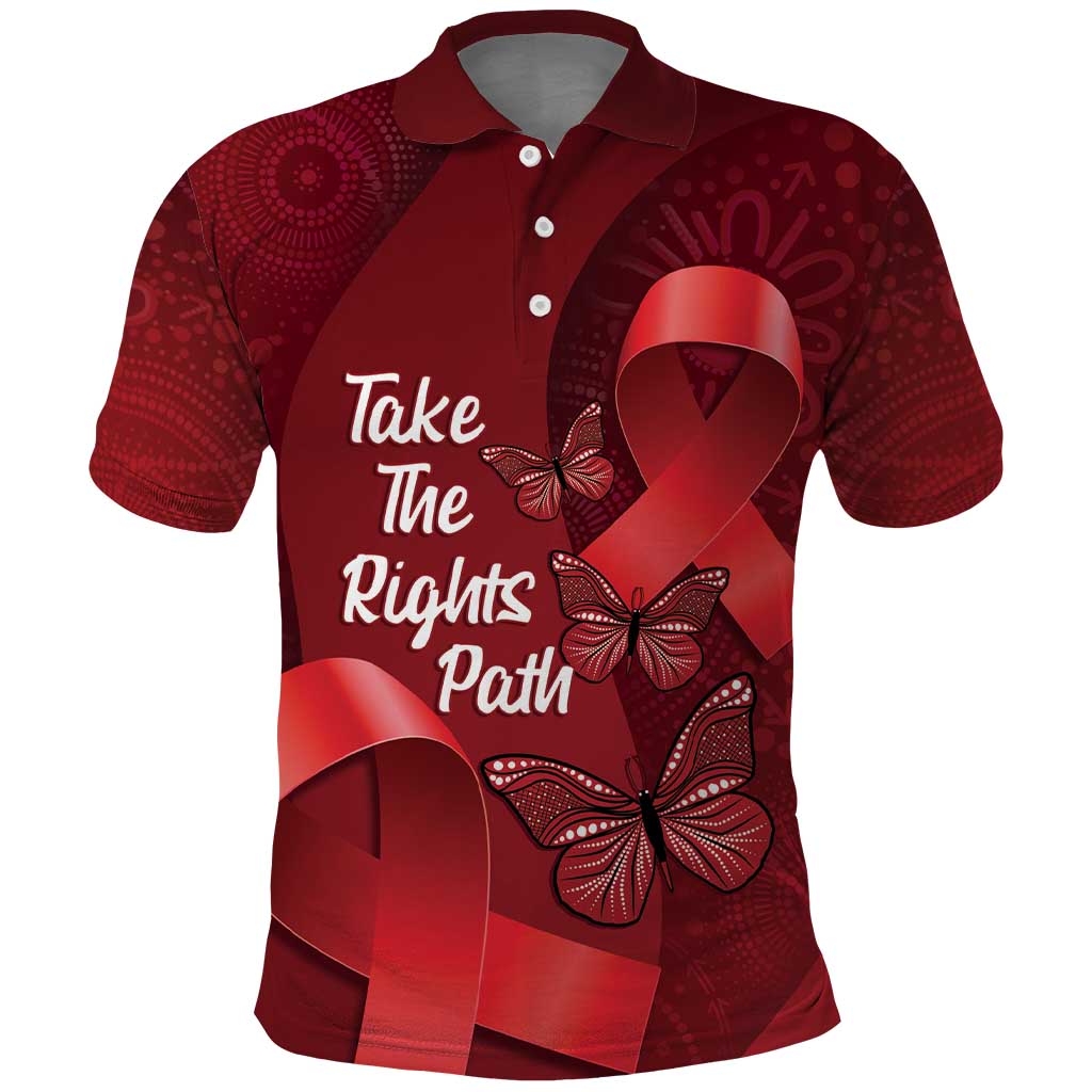 Australia AIDS Awareness Month Polo Shirt Take The Rights Path Aboriginal Art - Vibe Hoodie Shop