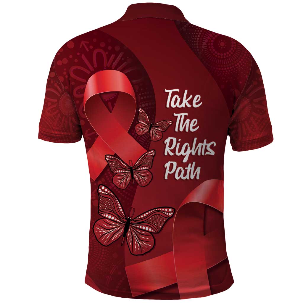 Australia AIDS Awareness Month Polo Shirt Take The Rights Path Aboriginal Art - Vibe Hoodie Shop