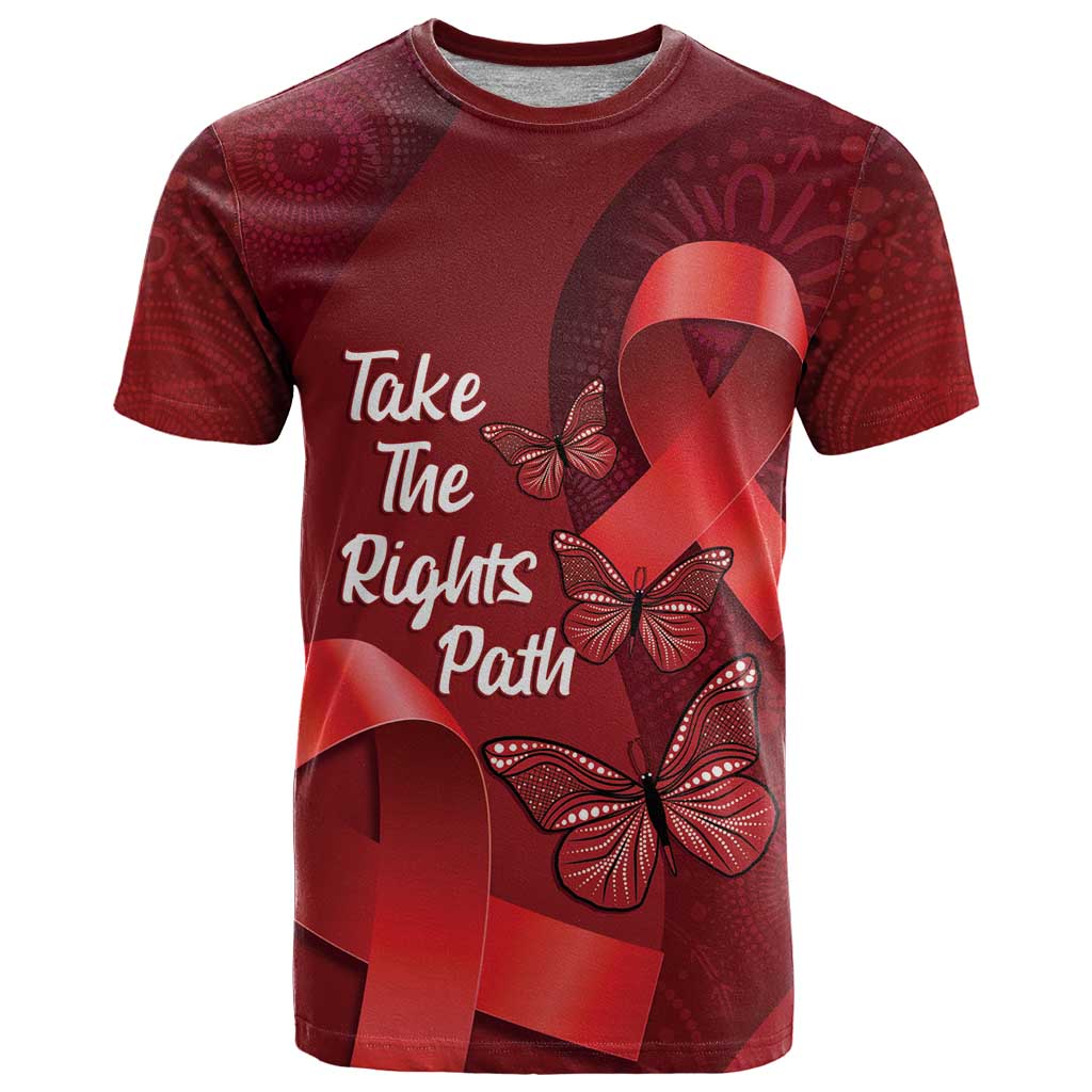 Australia AIDS Awareness Month T Shirt Take The Rights Path Aboriginal Art - Vibe Hoodie Shop