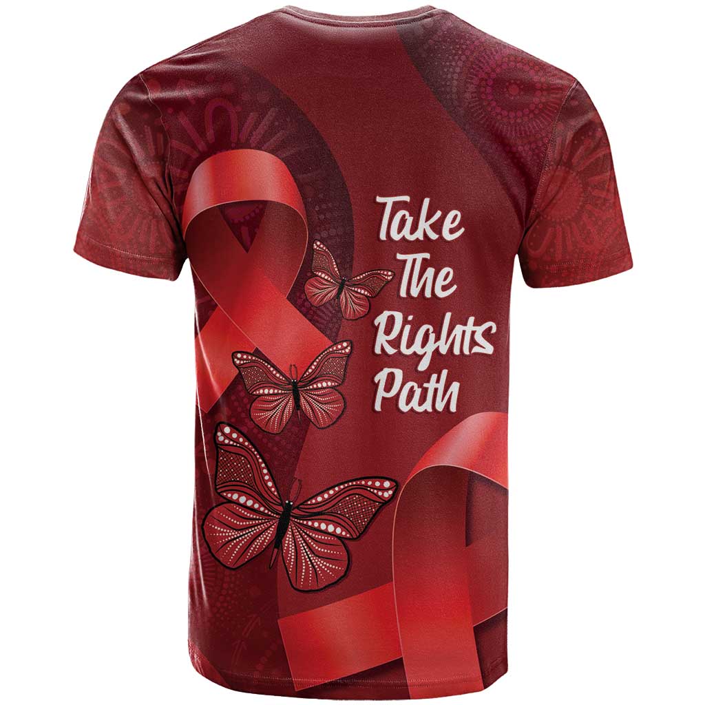 Australia AIDS Awareness Month T Shirt Take The Rights Path Aboriginal Art - Vibe Hoodie Shop