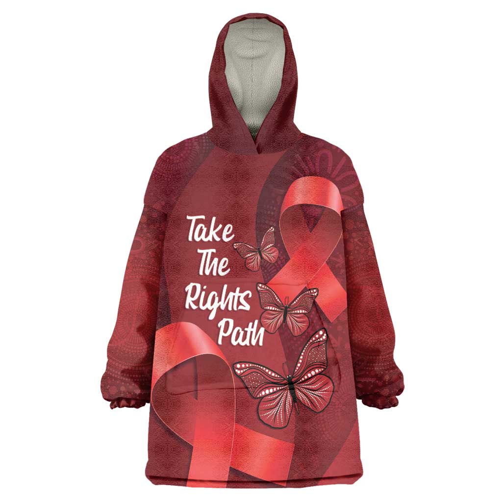 Australia AIDS Awareness Month Wearable Blanket Hoodie Take The Rights Path Aboriginal Art - Vibe Hoodie Shop