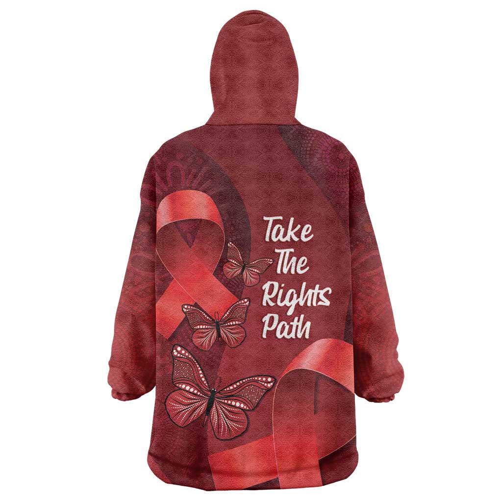 Australia AIDS Awareness Month Wearable Blanket Hoodie Take The Rights Path Aboriginal Art - Vibe Hoodie Shop