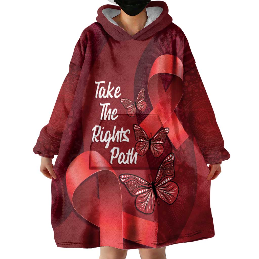 Australia AIDS Awareness Month Wearable Blanket Hoodie Take The Rights Path Aboriginal Art - Vibe Hoodie Shop