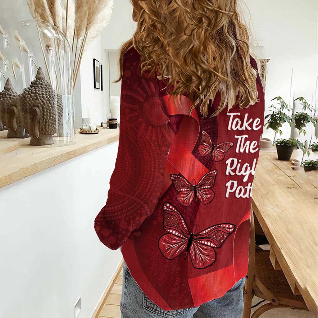 Australia AIDS Awareness Month Women Casual Shirt Take The Rights Path Aboriginal Art - Vibe Hoodie Shop