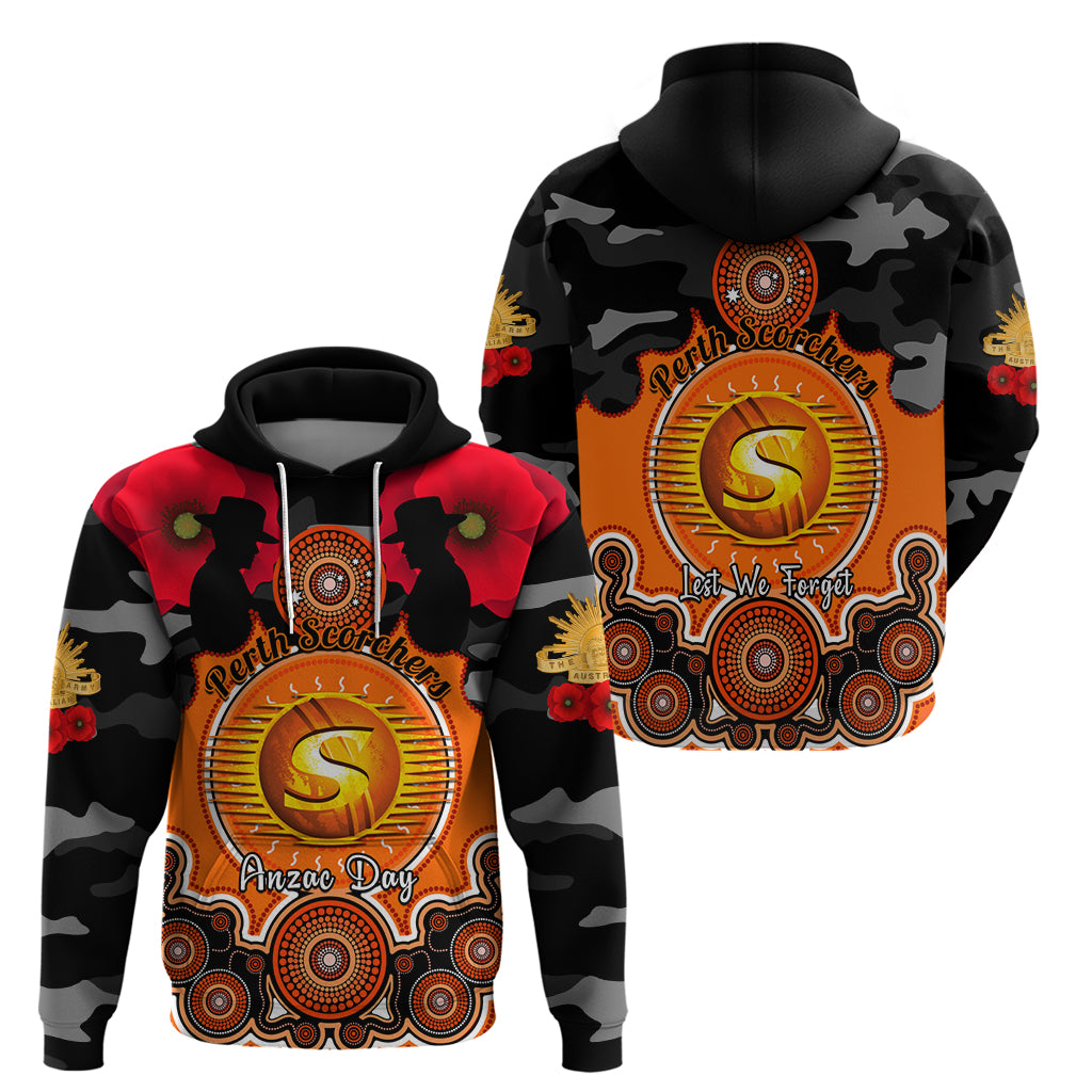 Perth Scorchers ANZAC 2024 Hoodie Lest We Forget Poppy Mix Camouflage - Vibe Hoodie Shop