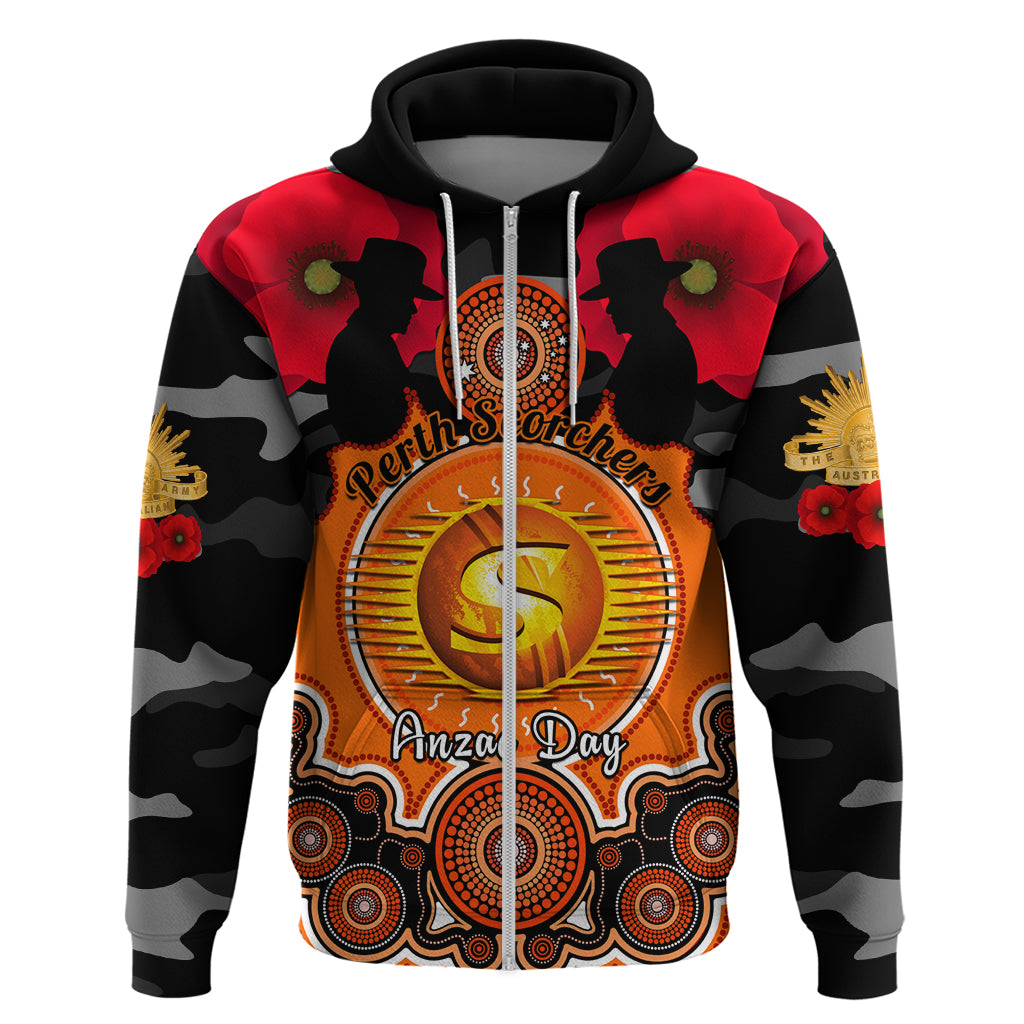 Perth Scorchers ANZAC 2024 Hoodie Lest We Forget Poppy Mix Camouflage - Vibe Hoodie Shop