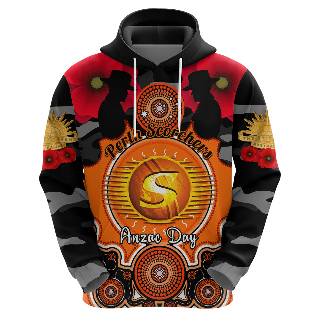 Perth Scorchers ANZAC 2024 Hoodie Lest We Forget Poppy Mix Camouflage - Vibe Hoodie Shop